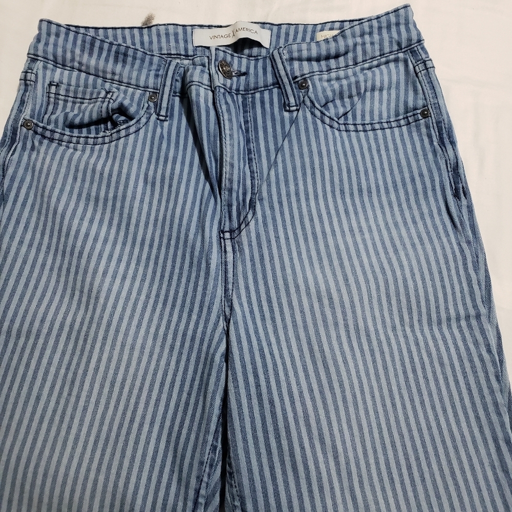 VINTAGE X AMERICA....Striped High rise  Blue Jeans...size:8/29 - Picture 7 of 11
